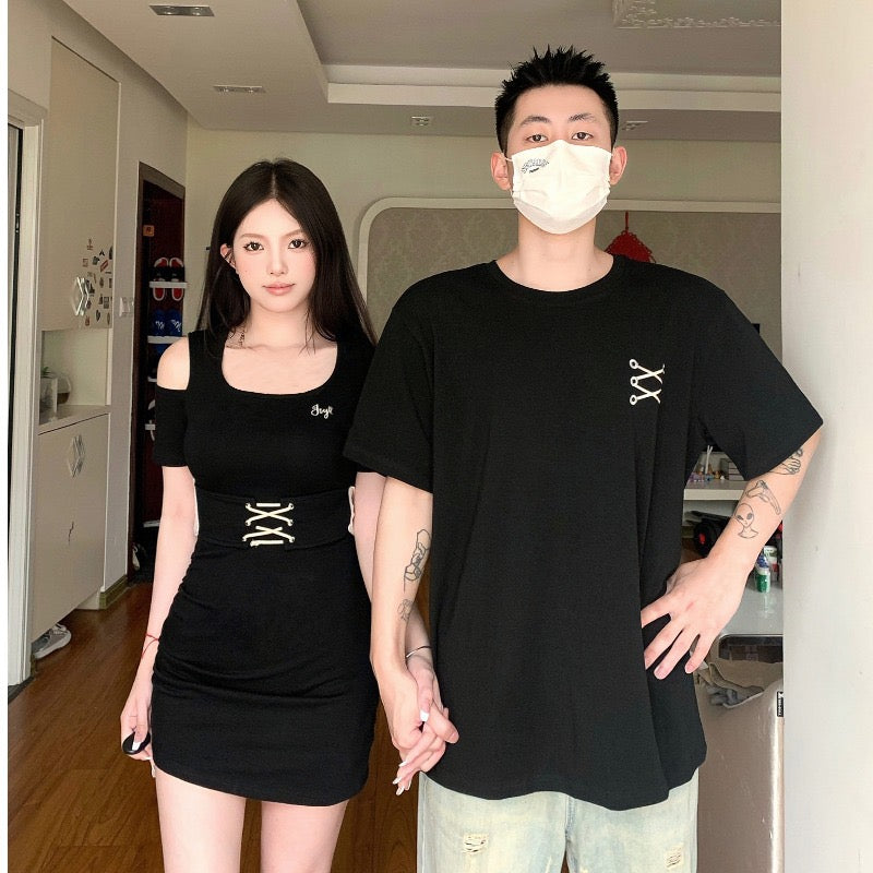 couple wearing one shirt