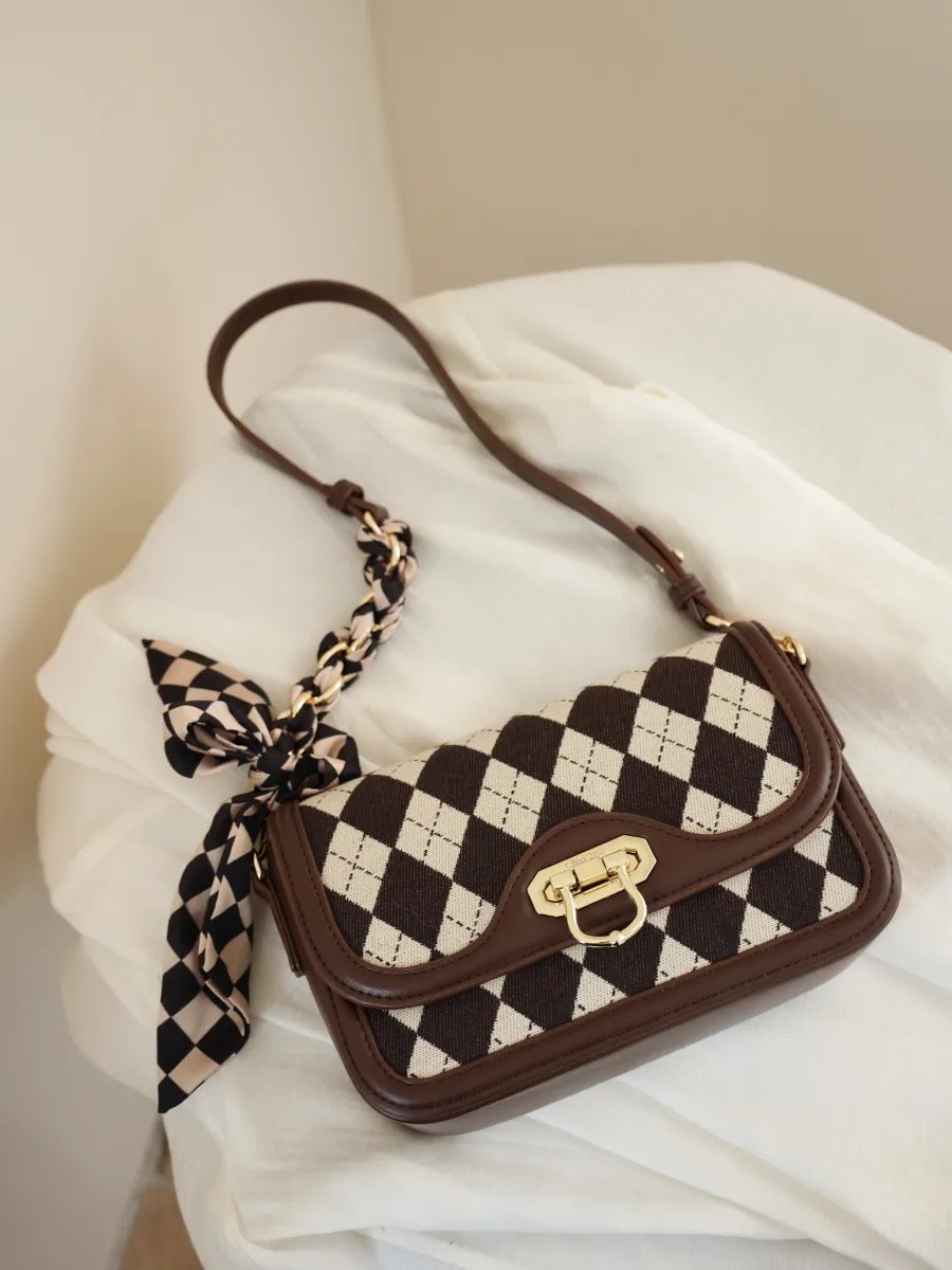 Fashionable Women's Handbag 2023 New Trendy & Niche Design Vintage  Houndstooth Shoulder & Crossbody Bag