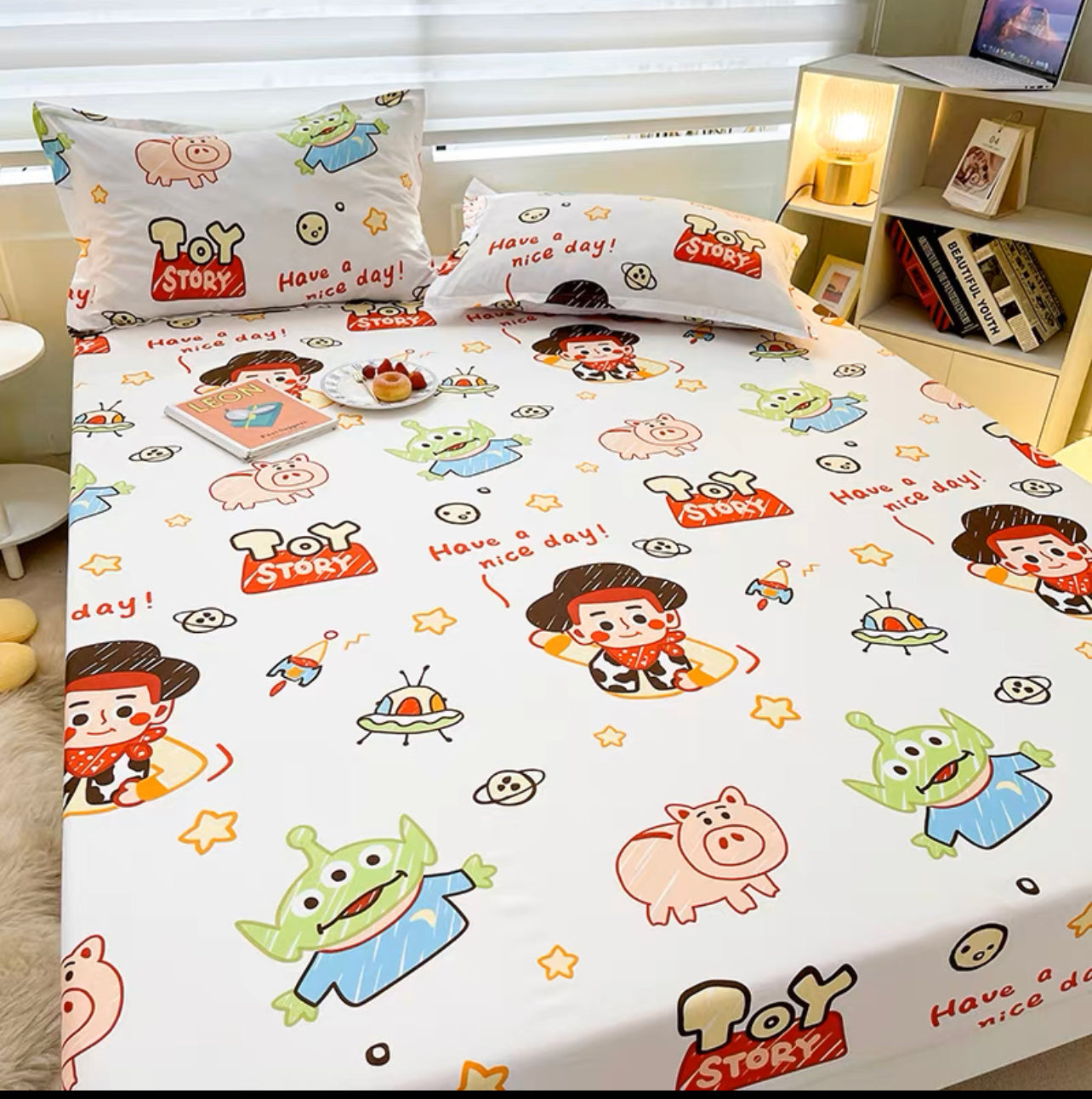 Fitted Sheet Set, Dustproof Non-slip Fitted Sheet, Cartoon