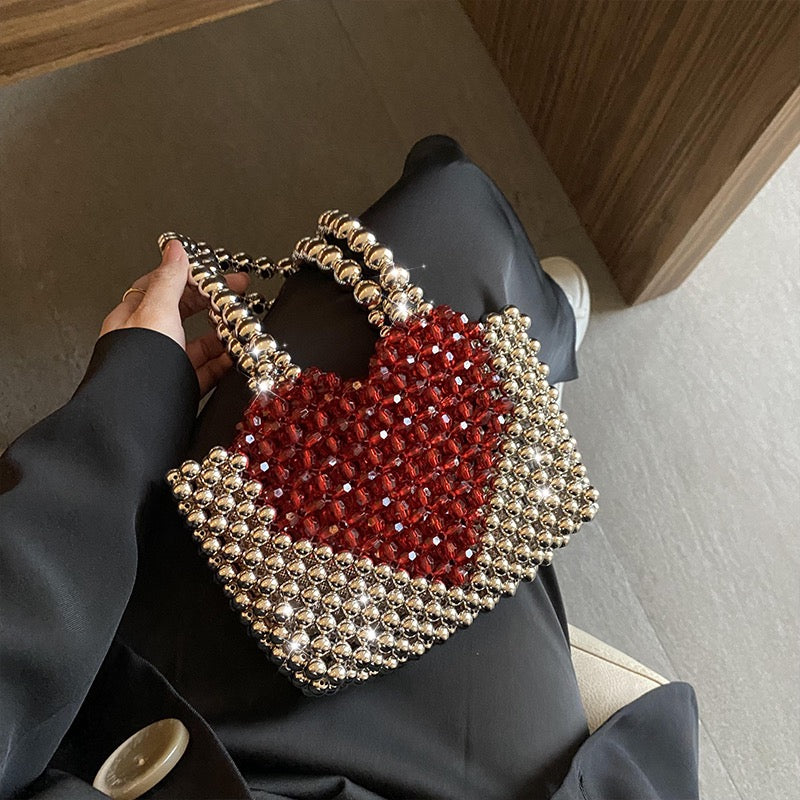 Handmade beaded bag niche finished pearl handbag diy love bag