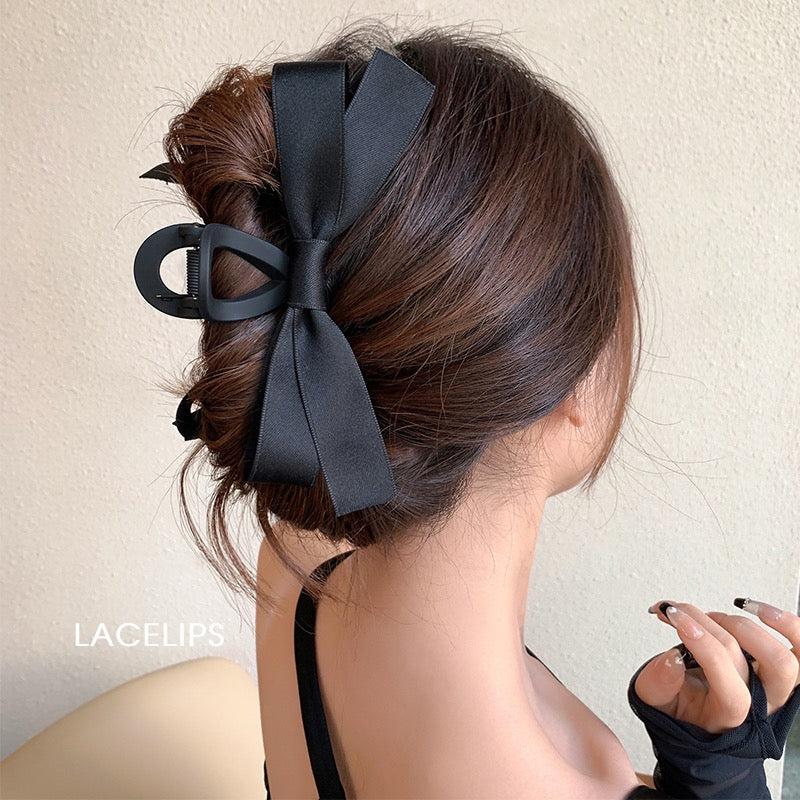 Large Hair Bow Clip - Black