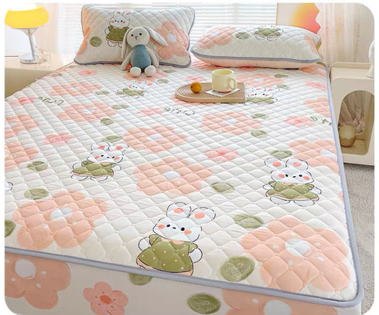 Class A antibacterial quilted bed sheet single piece children's cartoon bed cover three-piece set bed sheet cover dust cover 2023 new