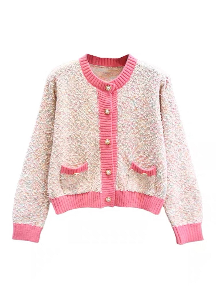 Xiaoxiangfeng sweet and gentle style sweater jacket for women autumn and winter 2023 new high-end foreign style short knitted cardigan