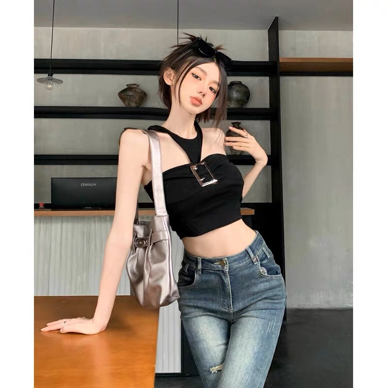 Sweet Hot Girl Denim Tube Top Small Camisole Women's Inner Wear Summer  Design Niche Outer Sexy Pure Desire