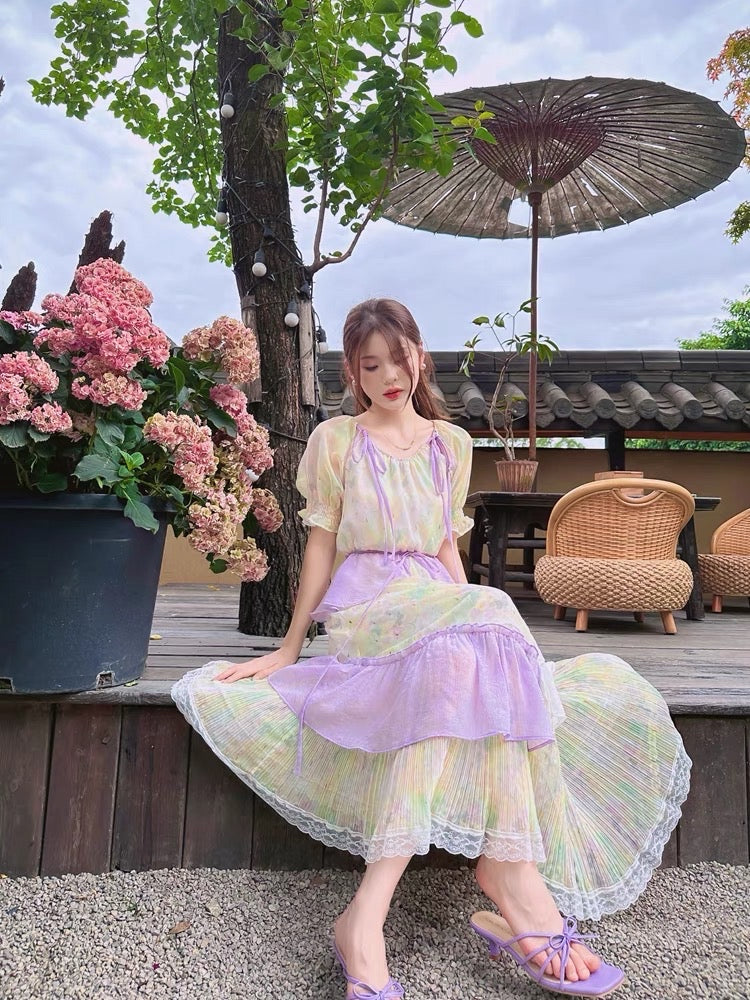 Gula Liangpin's original "Mirror in the Fragrance" vacation new national style fairy skirt design looks thinner oil painting dress