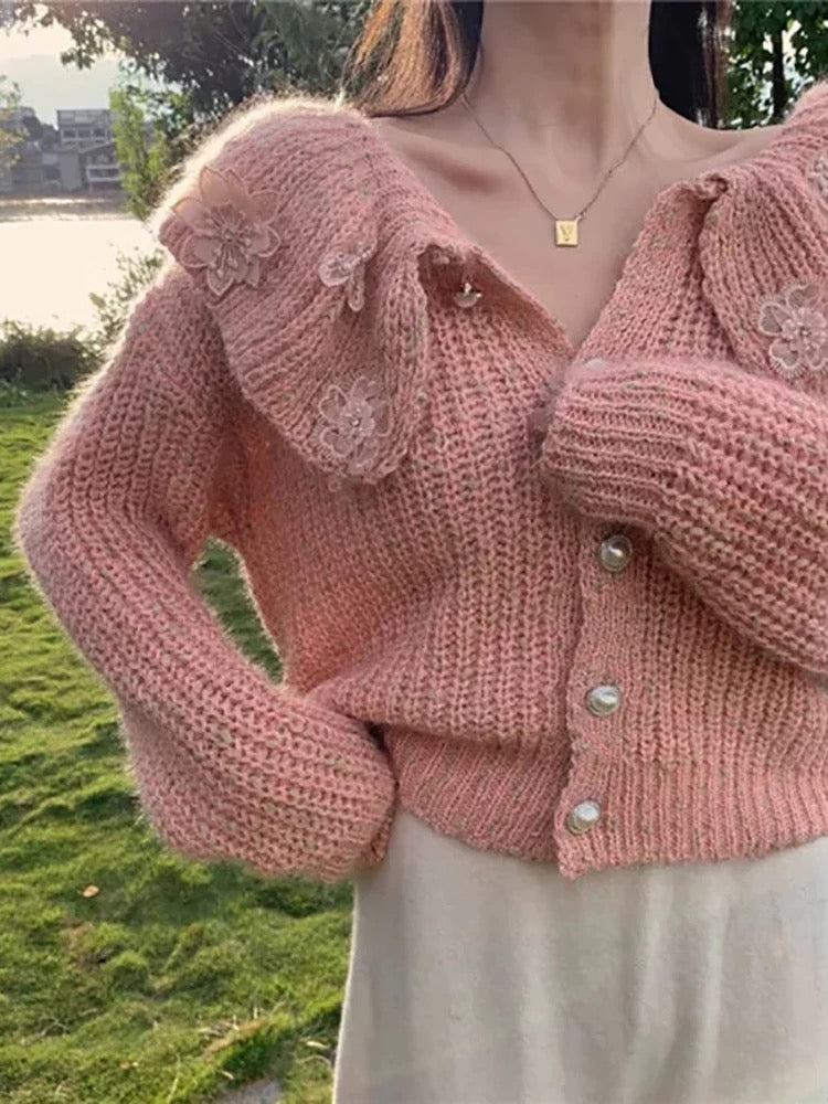 特価超歓迎Open collar loose knit ニット/セーター