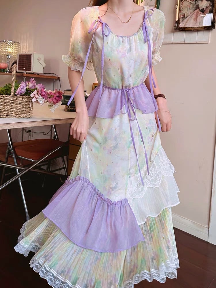 Gula Liangpin's original "Mirror in the Fragrance" vacation new national style fairy skirt design looks thinner oil painting dress