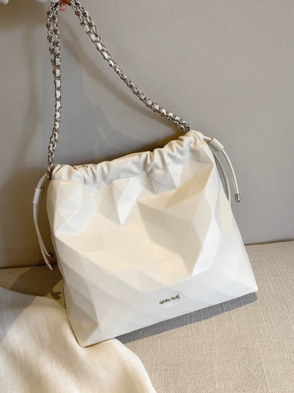 Nanfeng Chio2nd cream big white toilet bag geometric niche chain shoulder bag commute large -capacity bag female