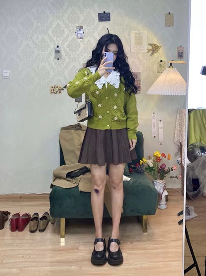 Lazy style sweater for women autumn and winter 2023 new small versatile retro Japanese style small fresh knitted cardigan jacket