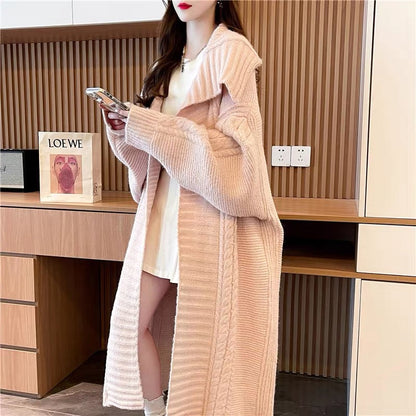 Fashionable design lapel sweater cardigan for women 2023 new autumn loose lazy style Korean style knitted jacket (S0615)