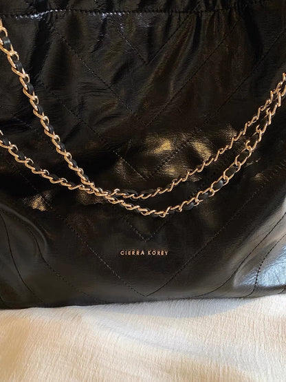 CIERRA KOREY Black Gold Dream Bucket Bag 2023 New Chain Retro One Shoulder Large Capacity Bag Women