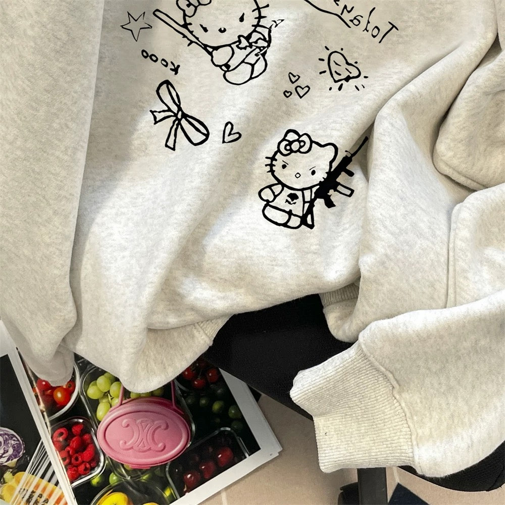 Milk fufu lazy sweet cute kitty cat sweater men and women spring and autumn age-reducing foreign style small inner top