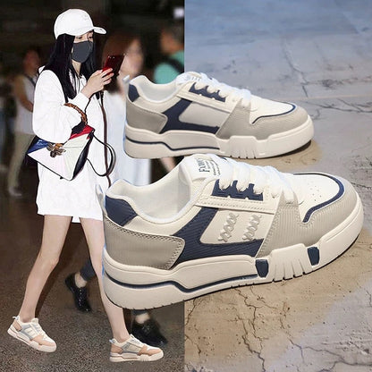 Shoes women's ins trendy all-match niche 2023 autumn new thick-soled board shoes color matching Harajuku style casual white shoes