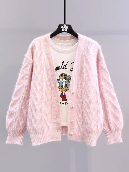 Small fresh and gentle style soft waxy sweater jacket for women autumn and winter 2023 new Japanese sweet loose knitted cardigan