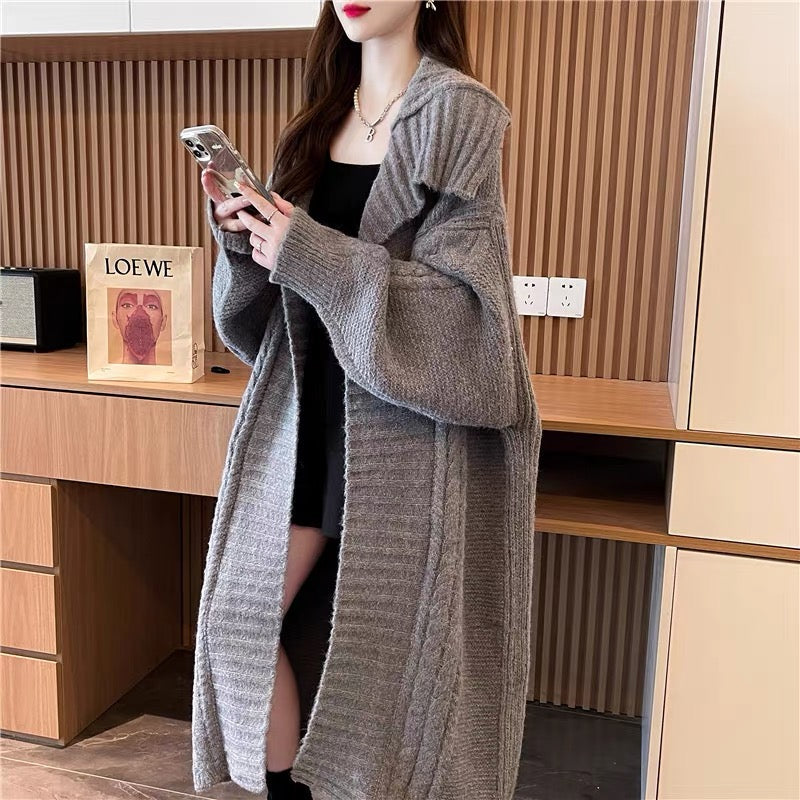 Fashionable design lapel sweater cardigan for women 2023 new autumn loose lazy style Korean style knitted jacket (S0615)