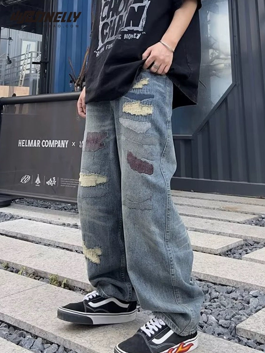 Jeans Men's Summer Thin Loose Straight Wide Leg Trousers Boys American  Trendy Brand Tooling Casual Pants Men's Style
