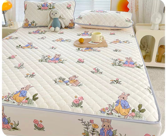 Class A antibacterial quilted bed sheet single piece children's cartoon bed cover three-piece set bed sheet cover dust cover 2023 new