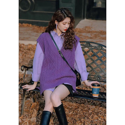 Spring clothes are matched with a complete set of plump women's 2024 spring high-end wear Xiaoxiangfeng cool and sexy purple suit