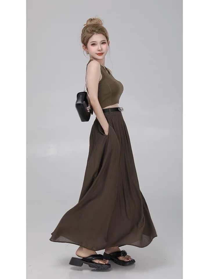 Small P clothing station capable temperament suit skirt female summer long skirt small man wears a complete set of sleeveless vest two-piece suit