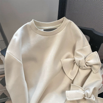 French Chanel style unique design bow sweater men and women autumn and winter loose high-end lazy shoulder tops