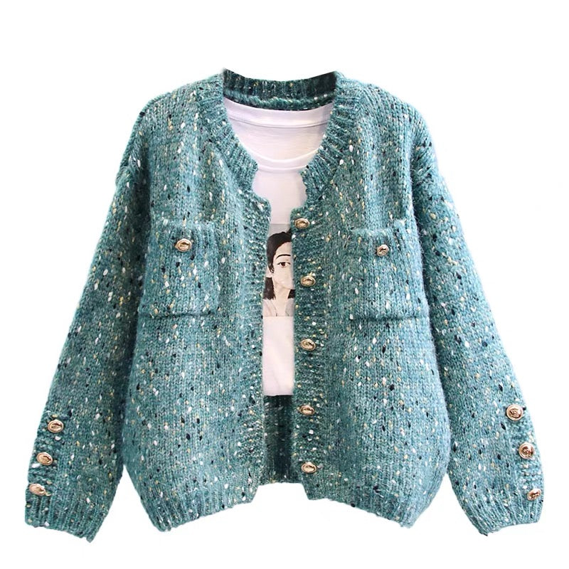 Xiaoxiang style retro Japanese sweater jacket for women autumn and winter 2023 new loose lazy style knitted cardigan