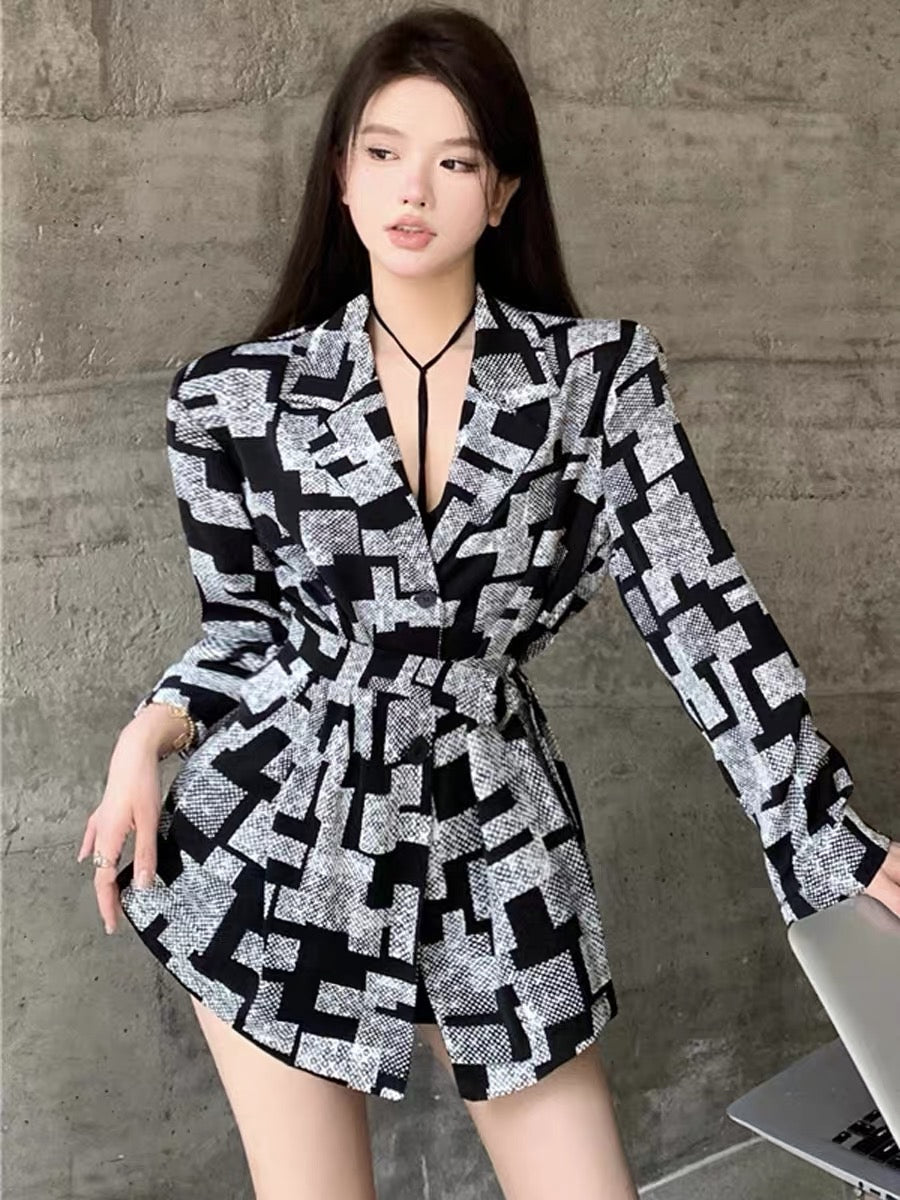 2023 new thin section spring and autumn high-end unique chic shirt suit jacket women's design sense niche waist top