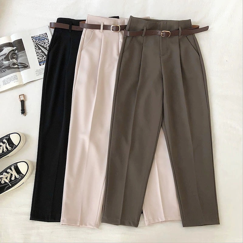 High waist nine-point suit pants women's 2022 spring and summer new Korean version of ins solid color slimming all-match casual harem pants trendy