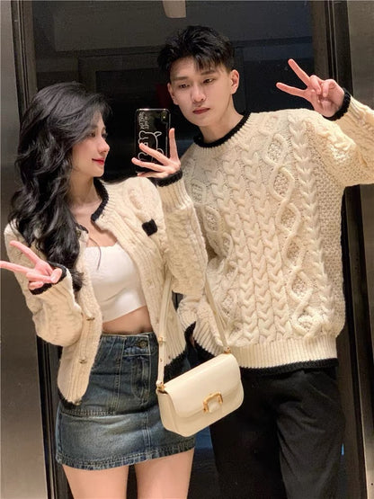 Couple wear autumn and winter 2023 new ins super hot sweater for men and women Korean version loose French sweater jacket trendy brand