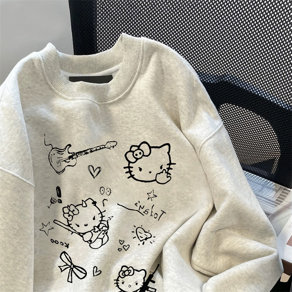 Milk fufu lazy sweet cute kitty cat sweater men and women spring and autumn age-reducing foreign style small inner top