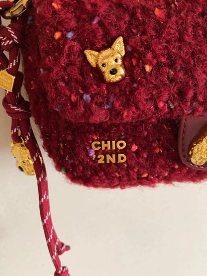 Nanfeng Chio2nd Bread Puppy Chen Meng Paris Red Plush Bag 2025 Super Hot Crossbody Small Bag for Women