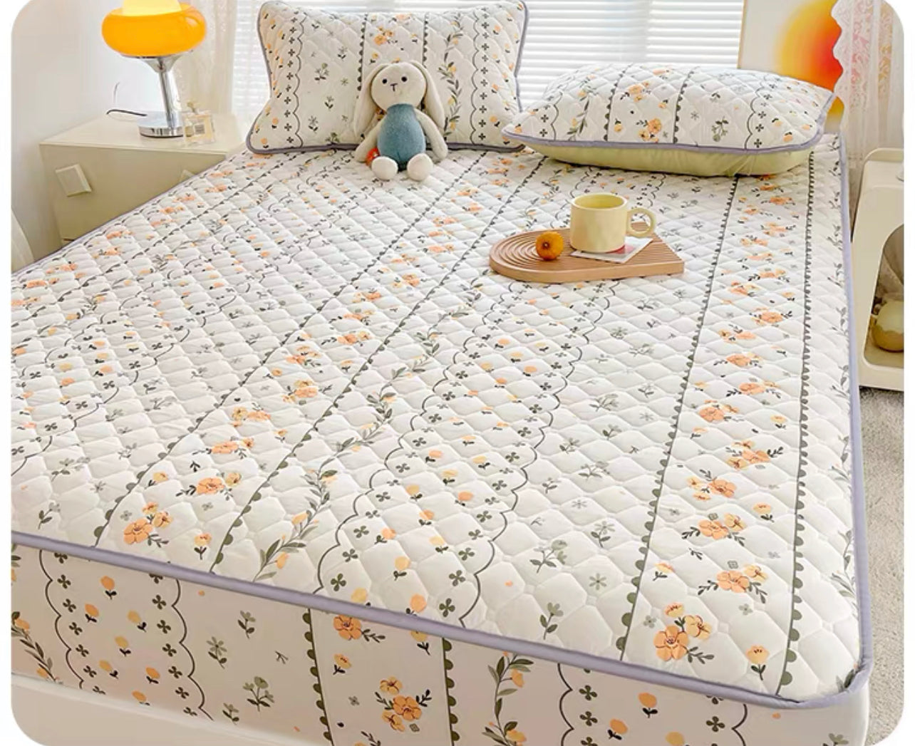 Class A antibacterial quilted bed sheet single piece children's cartoon bed cover three-piece set bed sheet cover dust cover 2023 new