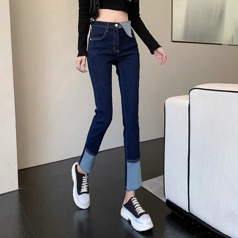 Small retro high-waisted bootcut jeans 2023 new hot girl chic slim