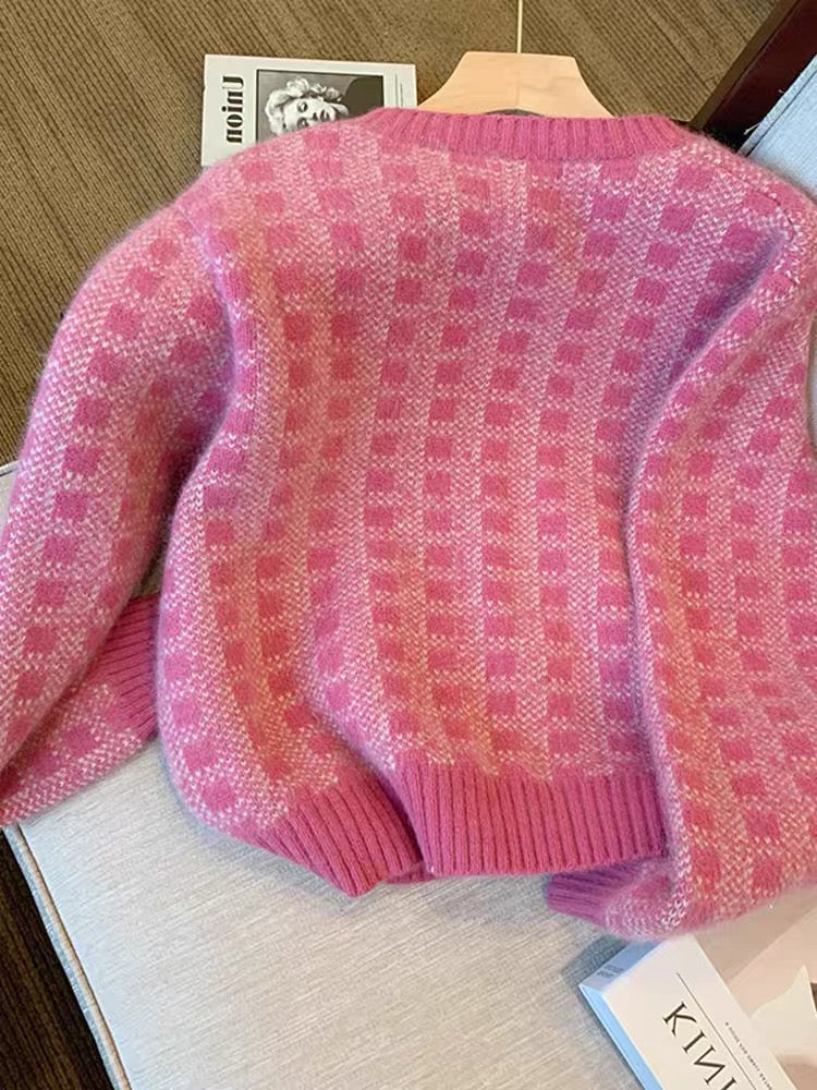 Pink and Red Sweater, Mohair Sweater, Pink Red Sweater, Mohair Striped  Sweater, Pink and Red Striped Sweater, Mohair Pullover, Pink Knit -   Canada
