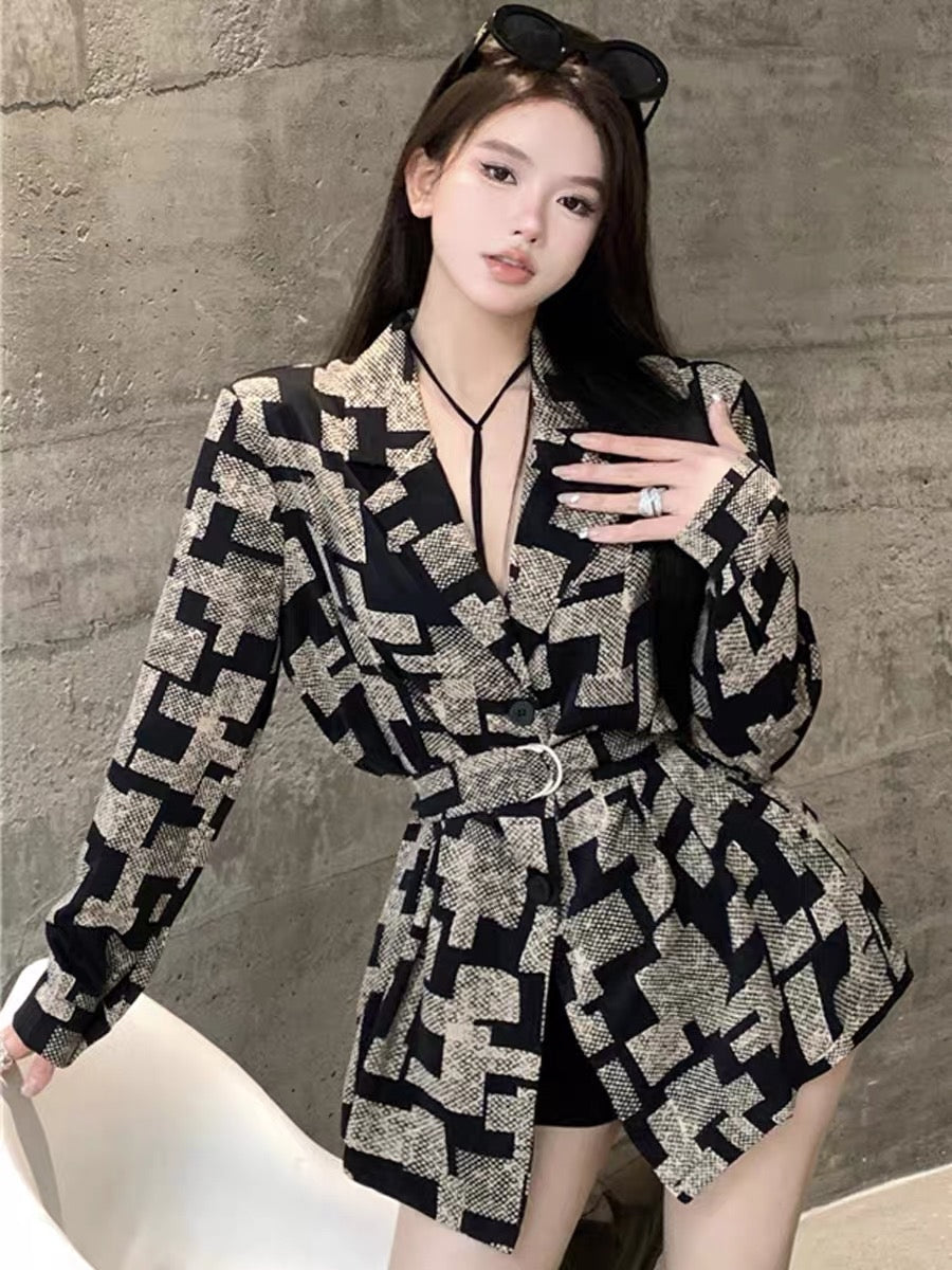 2023 new thin section spring and autumn high-end unique chic shirt suit jacket women's design sense niche waist top