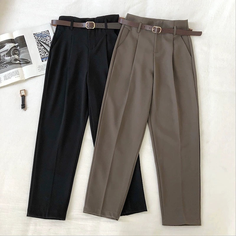 High waist nine-point suit pants women's 2022 spring and summer new Korean version of ins solid color slimming all-match casual harem pants trendy