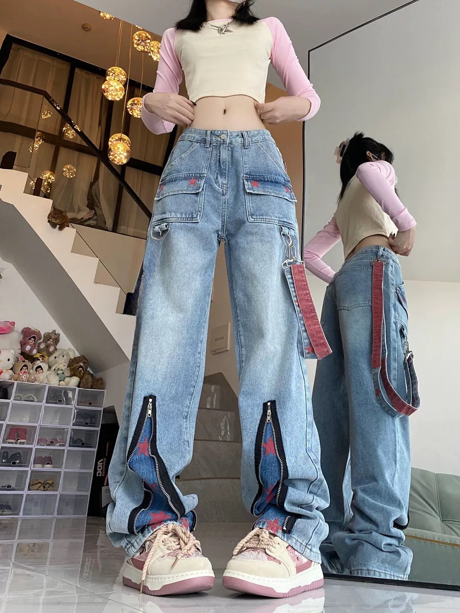 High Street Hot Girl Workwear Jeans Women's Summer Loose Slim Versatil –  Lee Nhi Boutique