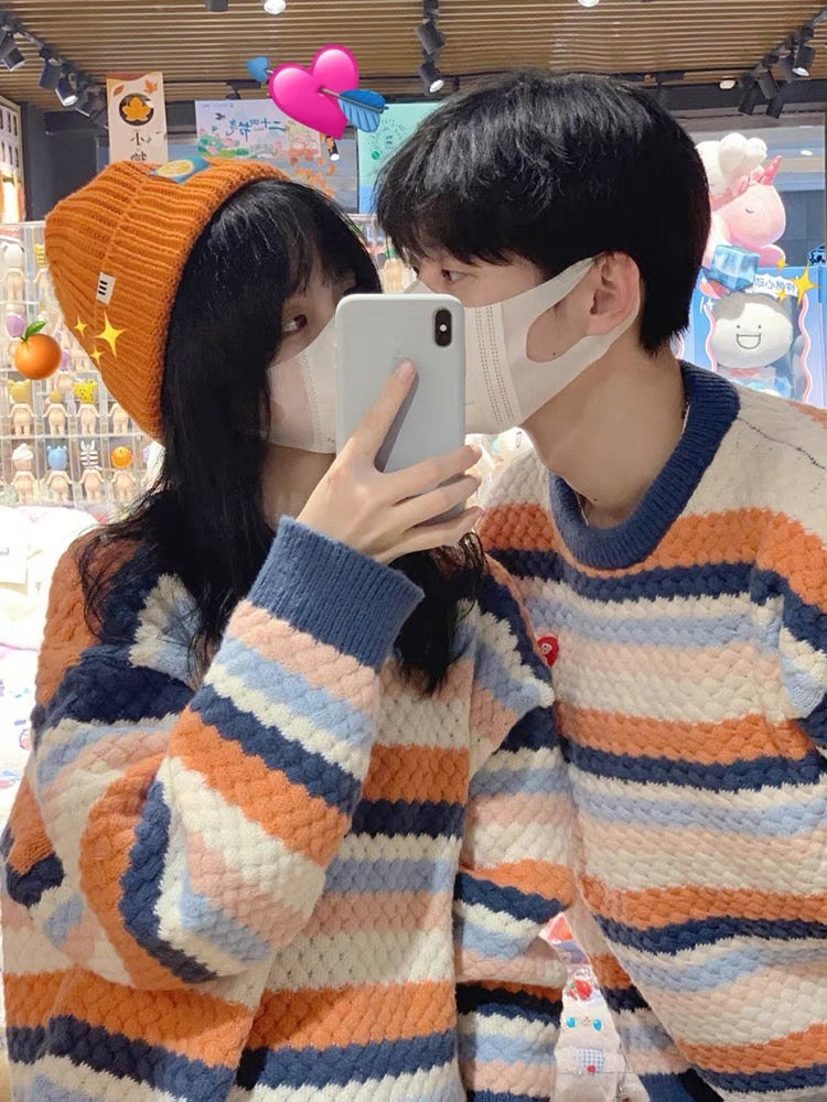 Roora couple wear winter sweater high-end autumn 2023 new retro French style special different coat (N0213)