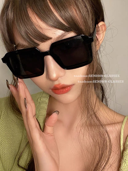 2023 Spring and Summer New Brown Sunglasses Female Ins Retro Korean Fashion Simple Big Frame Suyan Street Shooting Sunglasses