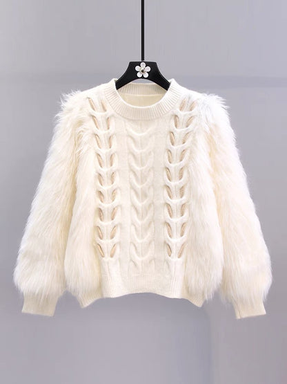 Mink velvet twist sweater women's autumn and winter 2023 new lazy style high-end design sense niche short knitwear