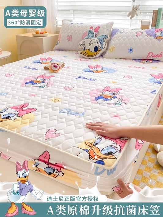 Disney Class A quilted fitted sheet one-piece thickened bed cover dust-proof bed cover children's dormitory mattress cover three-piece set