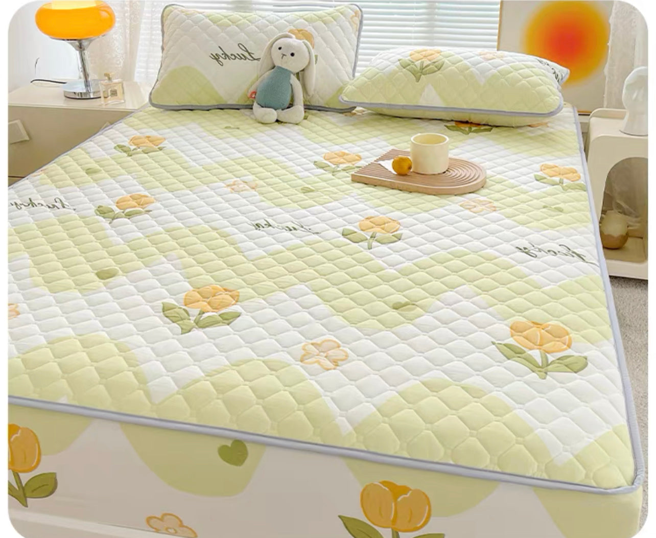 Class A antibacterial quilted bed sheet single piece children's cartoon bed cover three-piece set bed sheet cover dust cover 2023 new