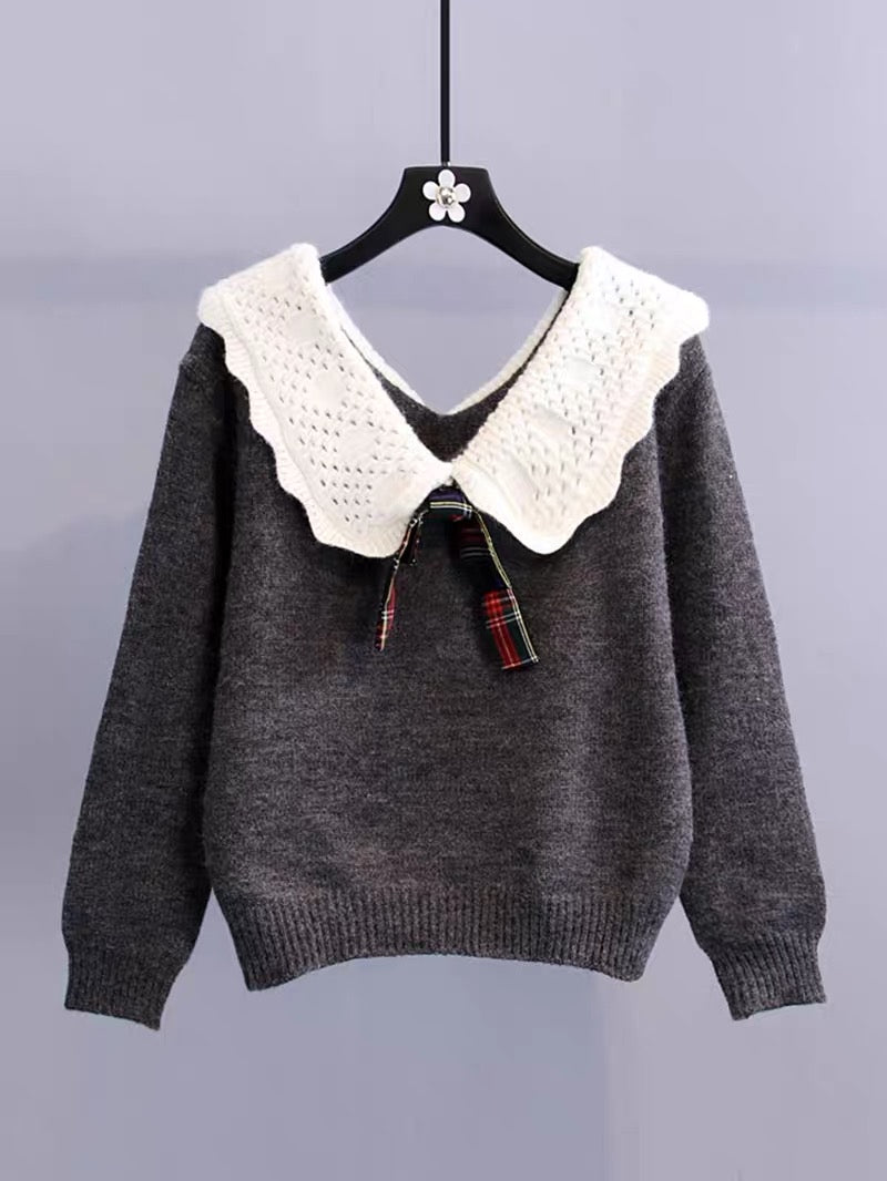 Internet celebrity fresh and sweet pullover sweater for women 2023 autumn and winter new Korean version lazy style pullover sweater