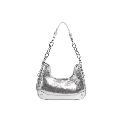 Bag women's 2023 new summer French light luxury popular this year silver underarm high-quality texture niche Messenger bag