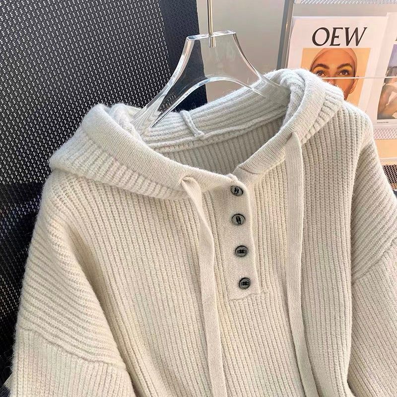 Mid-length hooded sweater for women 2023 new autumn and winter thickened coat loose lazy style bottoming sweater top bv