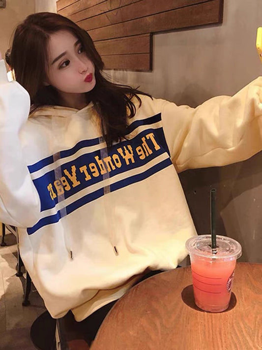 Hooded sweatshirt for women spring and autumn thick 2023 new internet celebrity style loose lazy bf style Korean style jacket for women ins