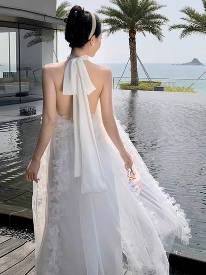 Morning gown wedding wedding engagement dress light wedding dress white loose light luxury high-level fugitive princess dress slim spring