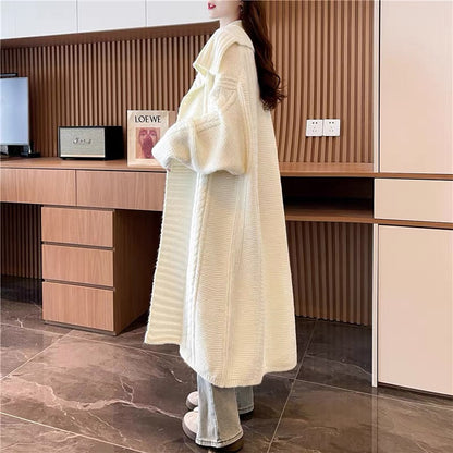 Fashionable design lapel sweater cardigan for women 2023 new autumn loose lazy style Korean style knitted jacket (S0615)