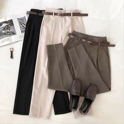 High waist nine-point suit pants women's 2022 spring and summer new Korean version of ins solid color slimming all-match casual harem pants trendy