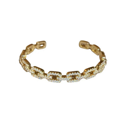 Real gold electroplated zircon chain open bracelet Dongdaemun's new super flash temperament high-end bracelet fashion bracelet