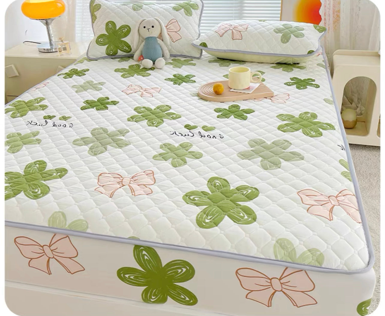 Class A antibacterial quilted bed sheet single piece children's cartoon bed cover three-piece set bed sheet cover dust cover 2023 new